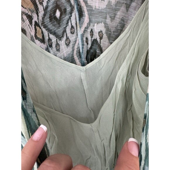Antonelli Firenze Green Linen Silk Blend Sleeveless Mini Dress Size 40 - Picture 6 of 9